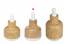Staklena bočica 30mL sa pipetom i plastičnom oblogom u dezenu drveta