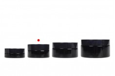 Staklena teglica za kremu 30 ml (pljosnata) u crnoj boji sa zatvaračem i plastičnim međupoklopcem