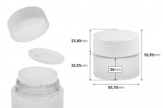 Dopunjiva staklena teglica od 30 mL za kreme, sa akrilnim zatvaračem i plastičnim međupoklopcem