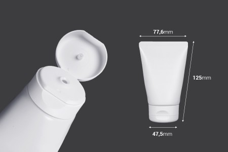 Plastična tuba 100mL bela sa unutrašnjom aluminijumskom oblogom i flip top zatvaračem - 12 kom-dimenzije_slike