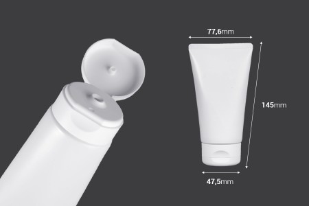 Plastična tuba 150mL bela sa unutrašnjom aluminijumskom oblogom i flip top zatvaračem - 12 kom-dimenzije_slike
