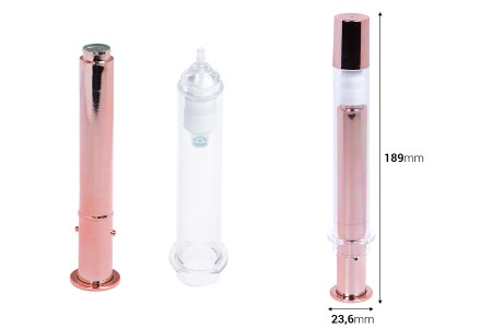 Airless tubica - akrilni špric 20mL za kozmetičku upotrebu, bronzane boje sa zatvaračem - 6 kom-dimenzije_slike