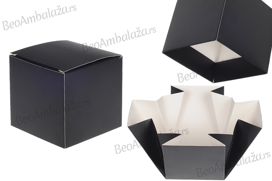 Papirna kutija za pakovanje (400gr) 91x91x112 mm u crnoj mat boji - 20kom