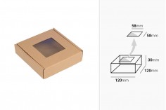 Kutija od kraft papira u braon boji 120x120x30mm sa prozorom - 20 kom