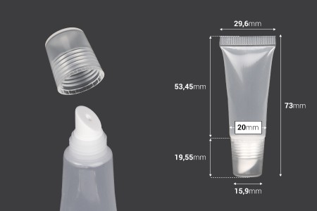 Plastična (PP) providna tubica 10 mL, za sjaj za usne - 12 kom-dimenzije_slike