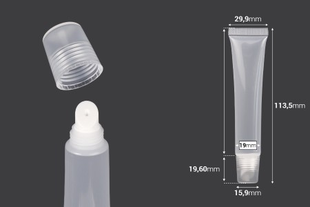 Plastična (PP) providna tubica 20 mL, za sjaj za usne - 12 kom-dimenzije_slike