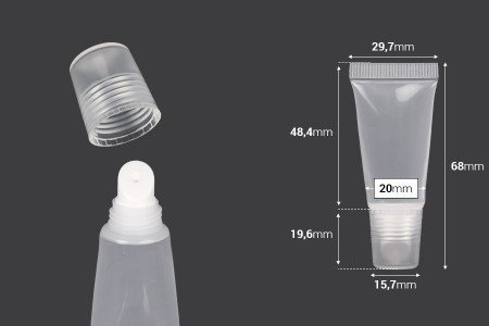 Plastična (PP) providna tubica 5 mL, za sjaj za usne - 12 kom-dimenzije_slike