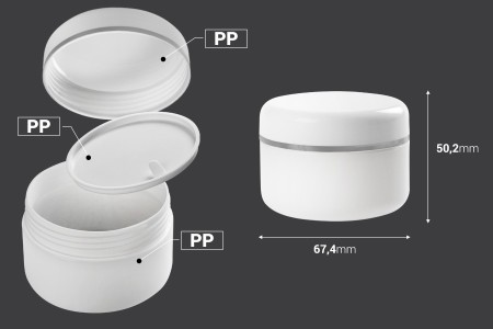 Plastična kutijica 100mL sa duplim dnom, međupoklopcem i belim zatvaračem sa srebrnom linijom - 12 kom-dimenzije_slike