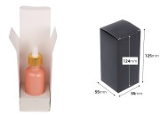 Crna mat papirna kutija za pakovanje 55x55x125 mm sa unutrašnjim držačem od pene za bočice esencijalnog ulja 50mL - 20 kom