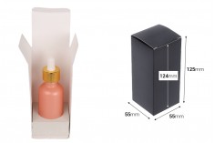 Crna mat papirna kutija za pakovanje 55x55x125 mm sa unutrašnjim držačem od pene za bočice esencijalnog ulja 50mL - 20 kom