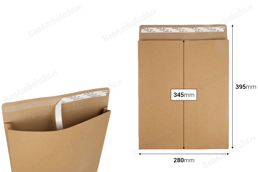 Papirna kesa (300gsm) 280x345  mm sa samolepljivim zatvaranjem - 20 kom-dimenzije_slike