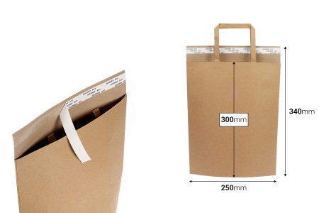 Papirna kesa (300gsm) 250x300 mm sa unutrašnjom ručkom i samolepljivim zatvaranjem - 20 kom-dimenzije_slike