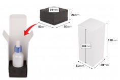 Bela mat papirna kutija za pakovanje 50x50x110 mm sa unutrašnjim držačem od pene za bočice esencijalnog ulja 30mL - 20 kom