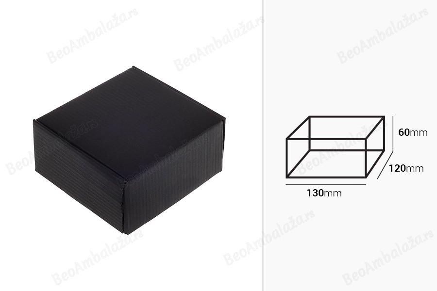 Kutija od kraft papira u crnoj boji 130x120x60mm bez prozora - 20 kom-dimenzije_slike