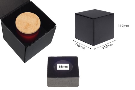 Luksuzna crna kutija 110x110x110mm sa magnetnim zatvaranjem i spoljašnjom plastičnom futrolom (za teglice 20-2692)-2