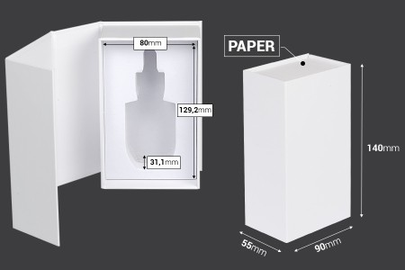 Luksuzna bela kutija 90x140x55mm sa magnetnim zatvaranjem, za bočicu 30mL sa šifrom: 22-1569-dimenzije_slike