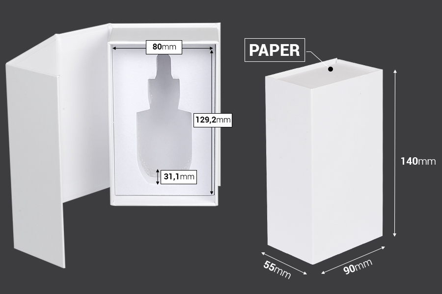 Luksuzna bela kutija 90x140x55mm sa magnetnim zatvaranjem, za bočicu 30mL sa šifrom: 22-1569