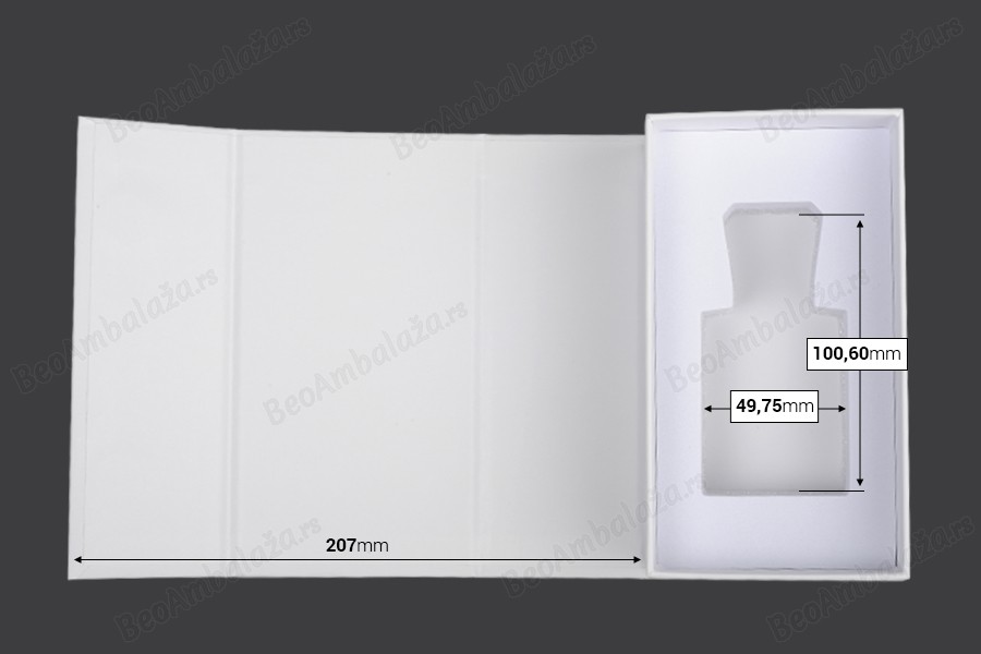 Luksuzna bela kutija 90x160x60mm sa magnetnim zatvaranjem, za bočice 50mL sa šifrom: 18-394 i 21-636.-grupa_slika