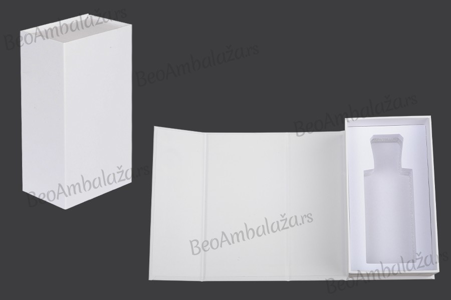 Luksuzna bela kutija 90x160x60mm sa magnetnim zatvaranjem, za bočice 100mL sa šifrom: 18-395 i 21-637.