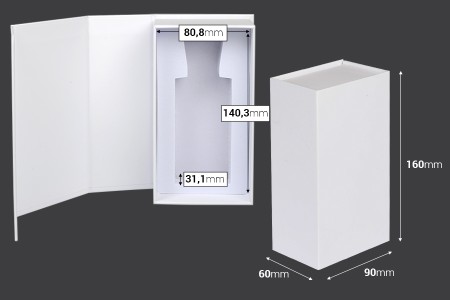 Luksuzna bela kutija 90x160x60mm sa magnetnim zatvaranjem, za bočice 100mL sa šifrom: 18-395 i 21-637.-dimenzije_slike