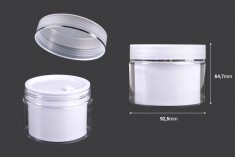 Plastična kutijica sa duplim dnom 150 mL za kremu, sa zatvaračem, plastičnim međupoklopcem i spatulom - 6 kom