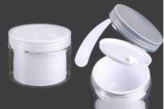 Plastična kutijica sa duplim dnom 200 mL za kremu, sa zatvaračem, plastičnim međupoklopcem i spatulom - 6 kom