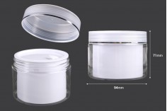Plastična kutijica sa duplim dnom 200 mL za kremu, sa zatvaračem, plastičnim međupoklopcem i spatulom - 6 kom