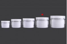 Plastična kutijica sa duplim dnom 200 mL za kremu, sa zatvaračem, plastičnim međupoklopcem i spatulom - 6 kom