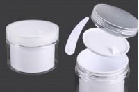 Plastična kutijica sa duplim dnom 250 mL za kremu, sa zatvaračem, plastičnim međupoklopcem i spatulom - 6 kom
