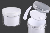 Two-legged cream jar 200 ml plastic with lid, plastic seal and spatula - 6 pcs