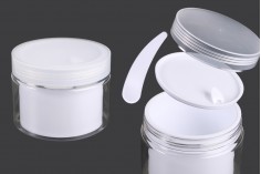 Plastična kutijica sa duplim dnom 250 mL za kremu, sa zatvaračem, plastičnim međupoklopcem i spatulom - 6 kom