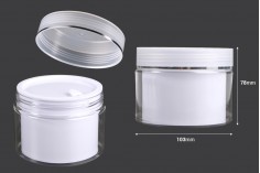 Plastična kutijica sa duplim dnom 250 mL za kremu, sa zatvaračem, plastičnim međupoklopcem i spatulom - 6 kom