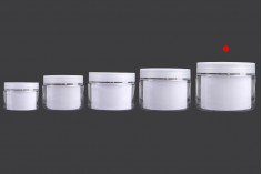 Plastična kutijica sa duplim dnom 250 mL za kremu, sa zatvaračem, plastičnim međupoklopcem i spatulom - 6 kom