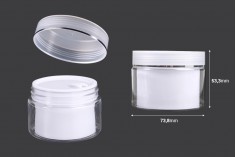 Plastična kutijica sa duplim dnom 50 mL za kremu, sa zatvaračem i plastičnim međupoklopcem - 6 kom