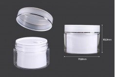 Double - sided cream jar 50 ml plastic with cap and plastic gasket - 6 pcs