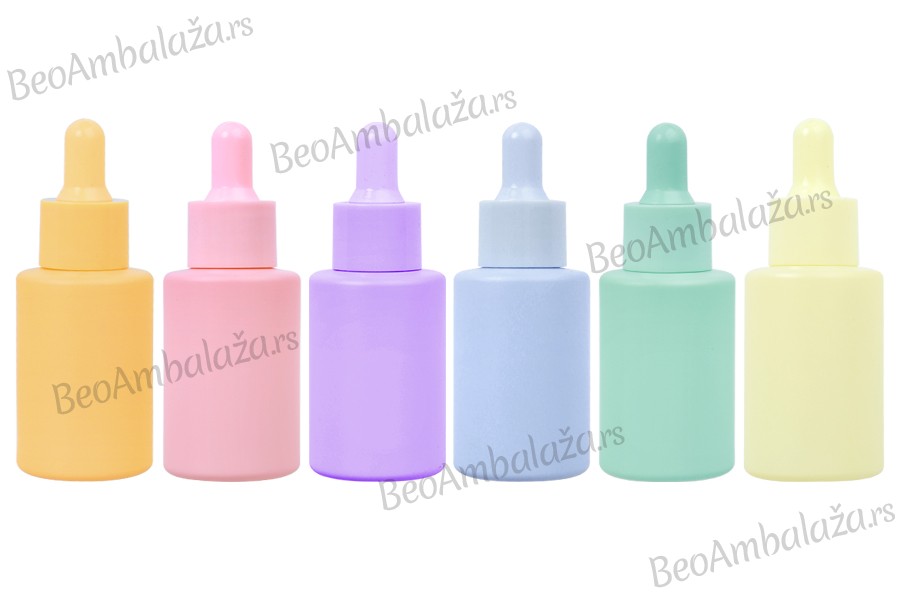 Staklena bočica od 30mL sa pipetom u MAT pastelnim bojama