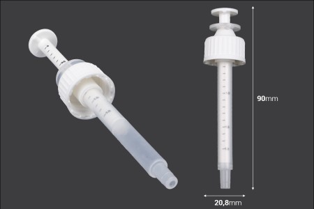 Plastični dozator za bočice PP18 od 30 mL-dimenzije_slike