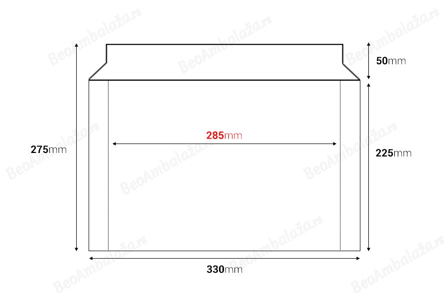 Papirna koverta 320x225 mm (pogodna za format A4) sa samolepljivim zatvaranjem - 10 kom-dimenzije_slike