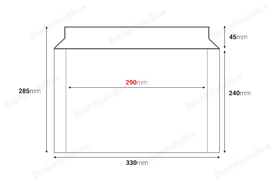 Papirna koverta 330x240 mm sa samolepljivim zatvaranjem - 10 kom-dimenzije_slike