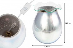 Električni srebrni stakleni difuzor mirisa sa svetlom za sagorevanje aromatičnih voskova i ulja (radi sa lampom)