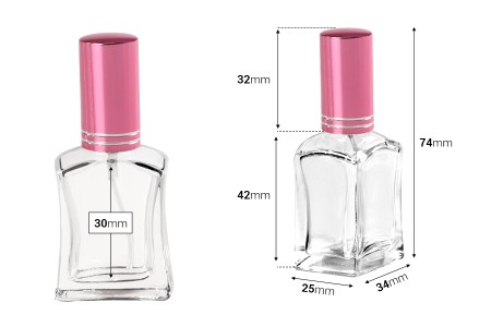 Staklena parfemska bočica 15 mL sa sprejom i aluminijumskim poklopcem u raznim bojama - 6 kom-dimenzije_slike