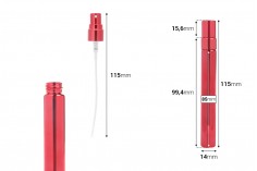 Crvena staklena bočica 10mL za parfem sa aluminijumskom oblogom - 6 kom