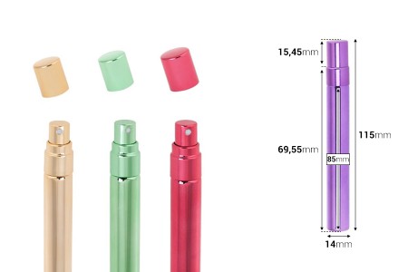 Staklena flašica 10mL za parfeme sa aluminijumskom oblogom, raznih boja - 6 kom-dimenzije_slike