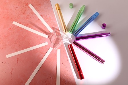 Staklena flašica 10mL za parfeme sa aluminijumskom oblogom, raznih boja - 6 kom-grupa_slika