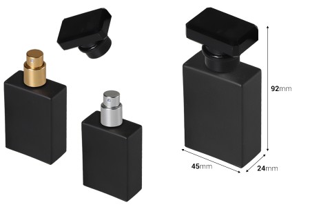 Bočica za parfeme staklena 30mL crna sa sprejom i poklopcem-dimenzije_slike