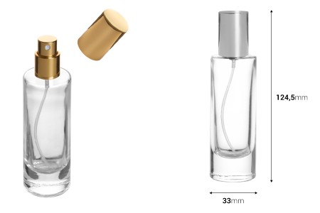 Bočica za parfeme 30mL providna sa sprejom i aluminijumskim poklopcem-dimenzije_slike