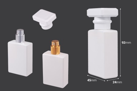 Bela staklena bočica za parfem 30mL sa sprejem i belim zatvaračem-dimenzije_slike
