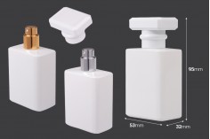 Bela staklena bočica za parfem 50mL sa sprejem i belim zatvaračem