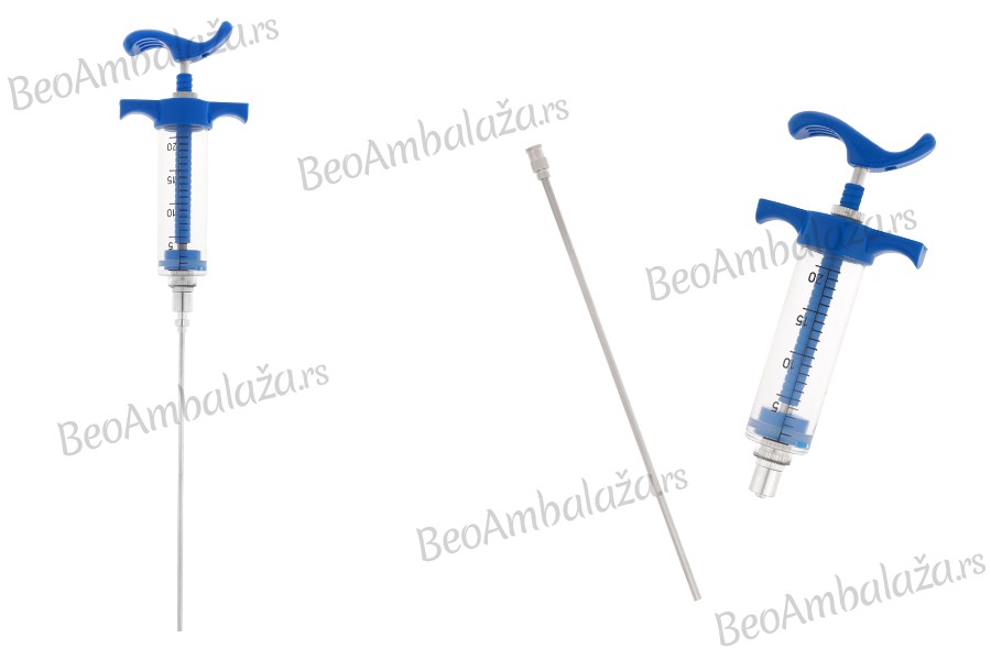 Višenamenski plastični špric od 20mL sa metalnom iglom od 160 mm
