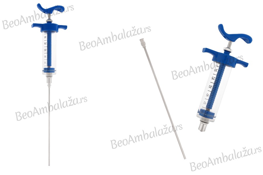 Višenamenski plastični špric od 30mL sa metalnom iglom od 160 mm